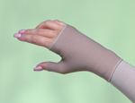[ Gauntlet worn to control swelling of the hand. ]